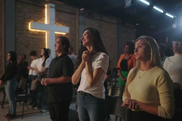 a group of churchgoers at a service event